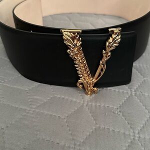 Versace Black and Gold Statement Belt